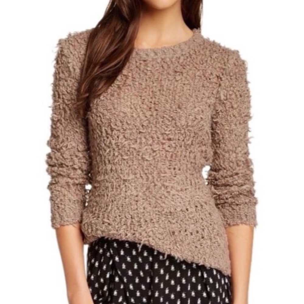 Free People September Song Taupe Shaggy Sweater